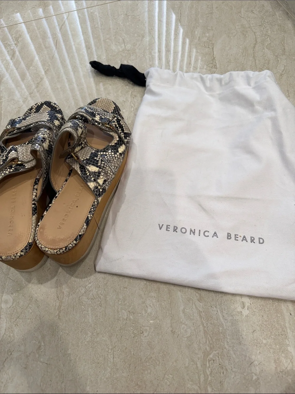 Womens Snake Print Platform Slide Sandals - Neutral